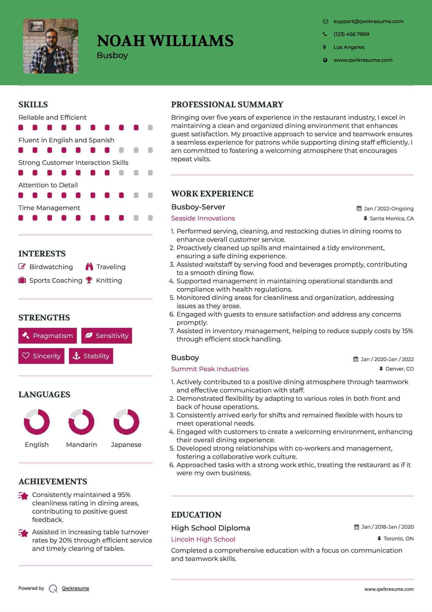 Tips for Crafting an Impressive Server Busboy Resume