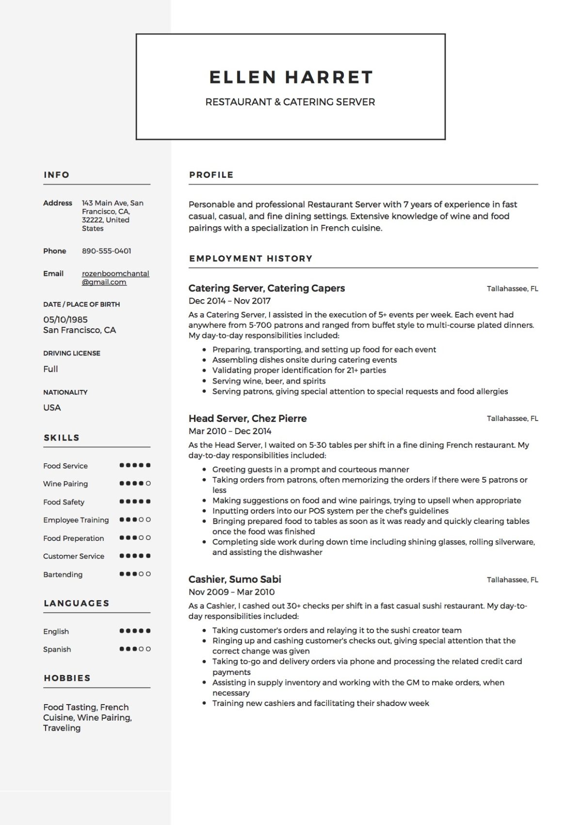 Crafting the Perfect Server Resume Headline: Tips and Examples