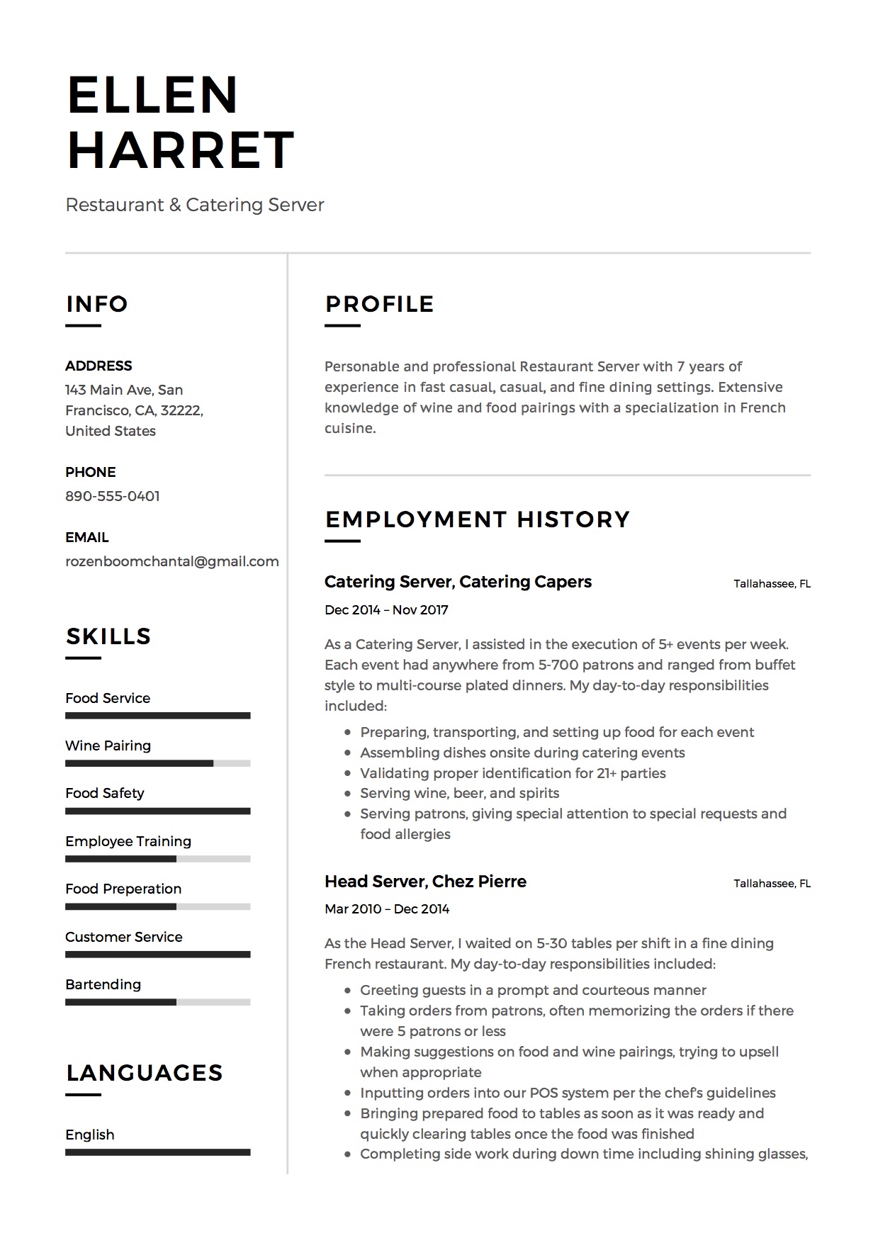Crafting the Perfect Server Resume Restaurant: Tips and Tricks for Success