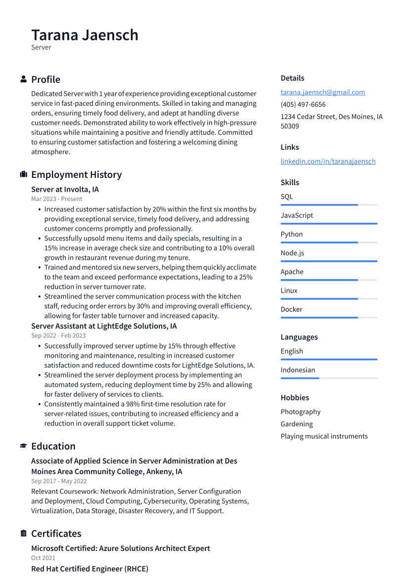 Essential Server Resume Skills List: Stand Out in Your Job Application