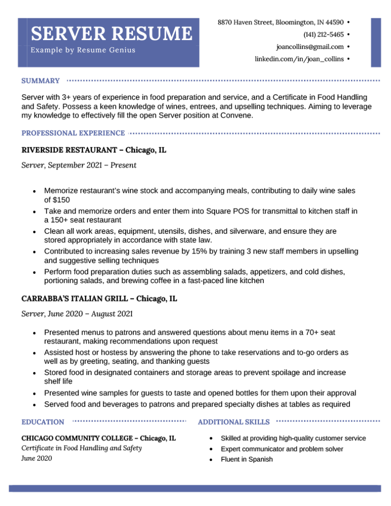 Top Server Resume Summary Examples to Enhance Your Job Application