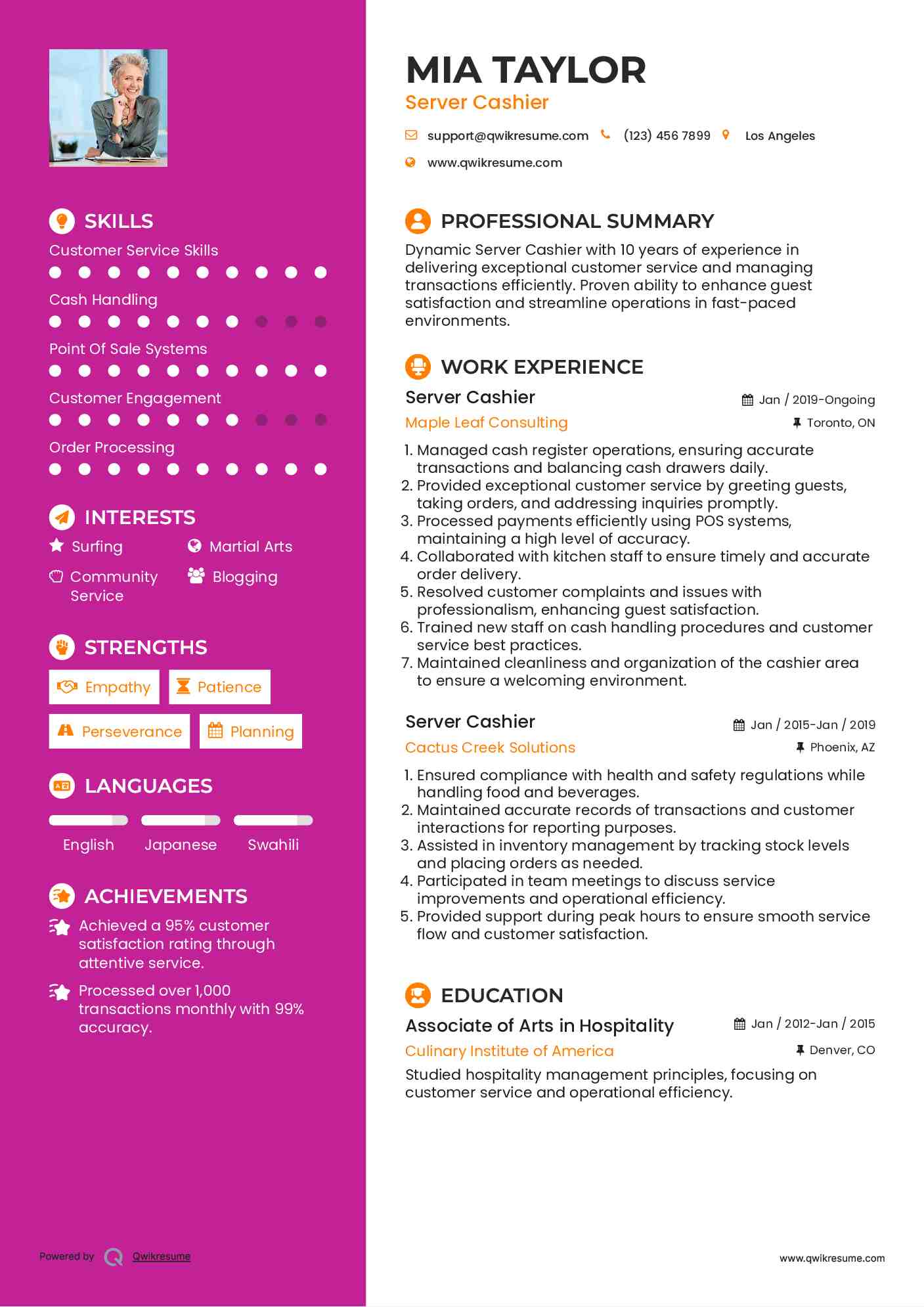 Essential Tips for Crafting a Winning Server/Cashier Resume Sample