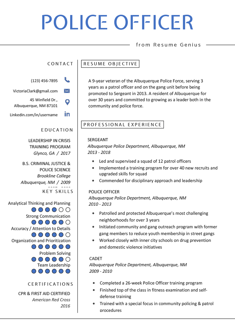 Essential Elements of a Compelling Summary For Resume For Police Officer