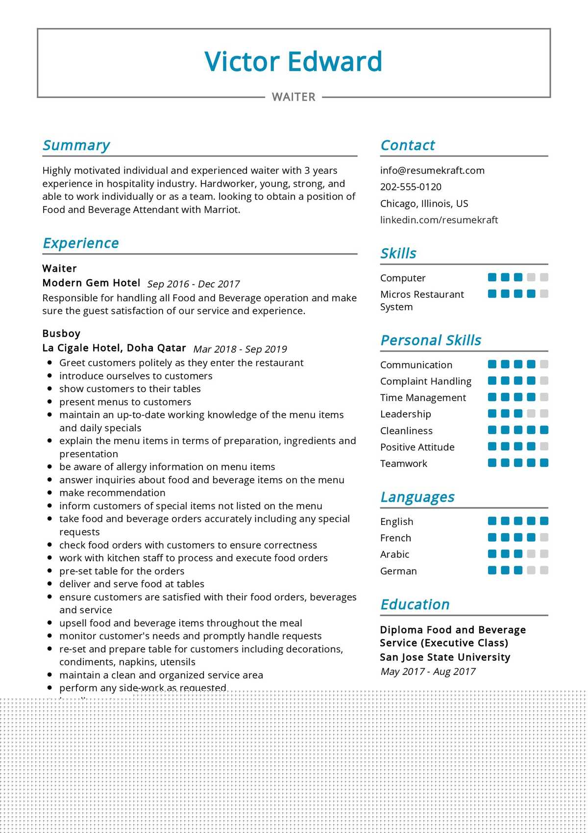 Essential Tips for Crafting an Impressive Waiter Resume Philippines