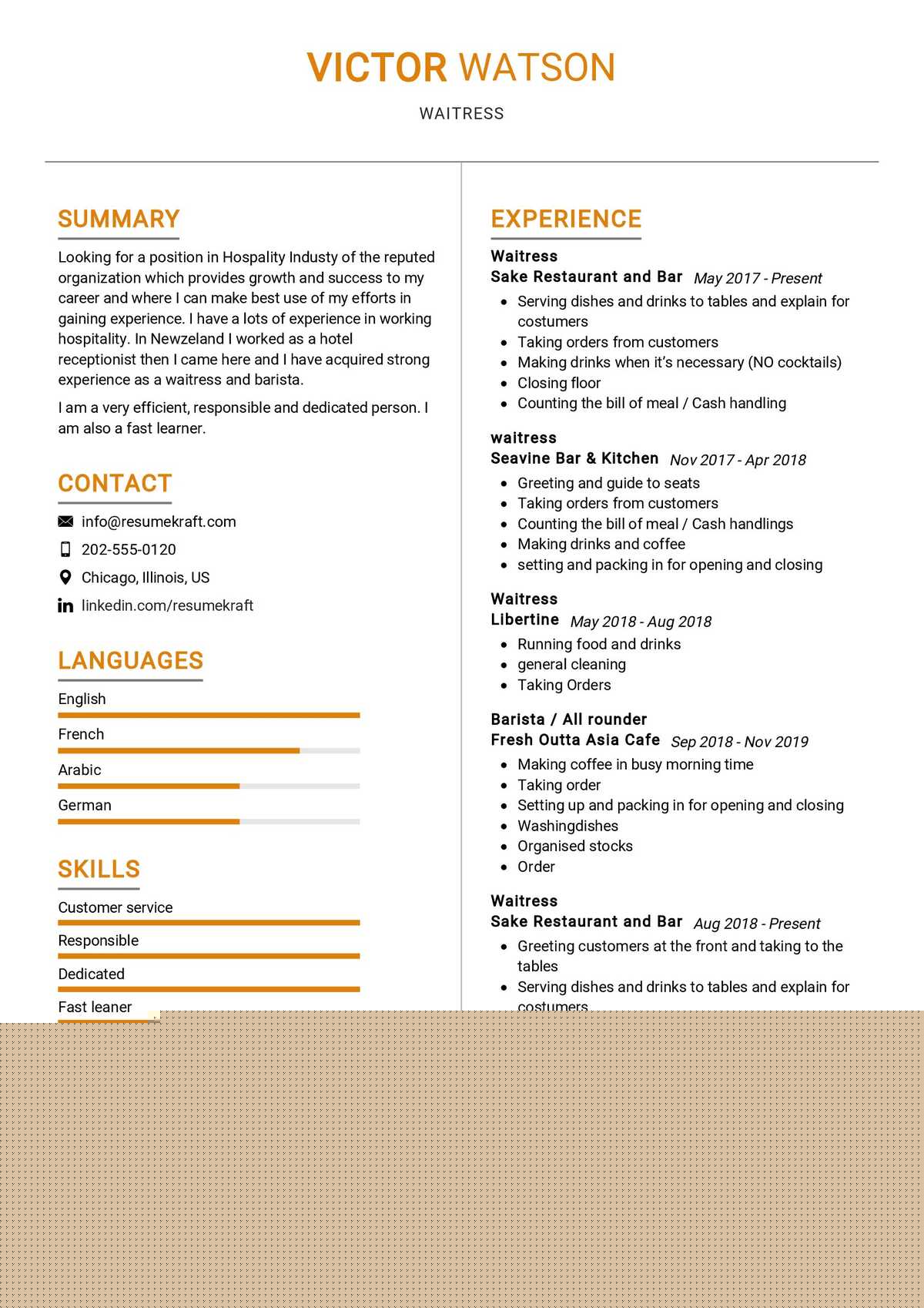 Essential Waitress Resume Words to Enhance Your Job Application