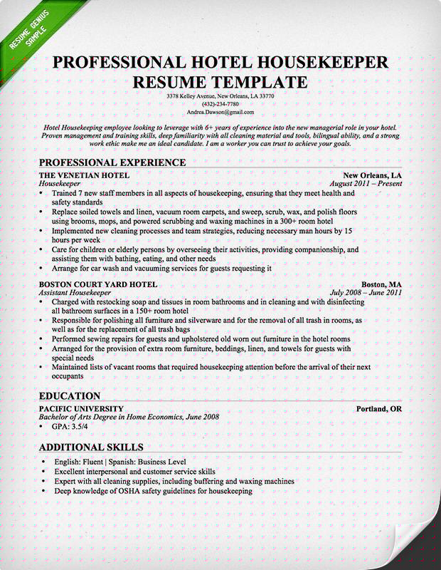 Essential Guidelines on What To Put On A Housekeeping Resume